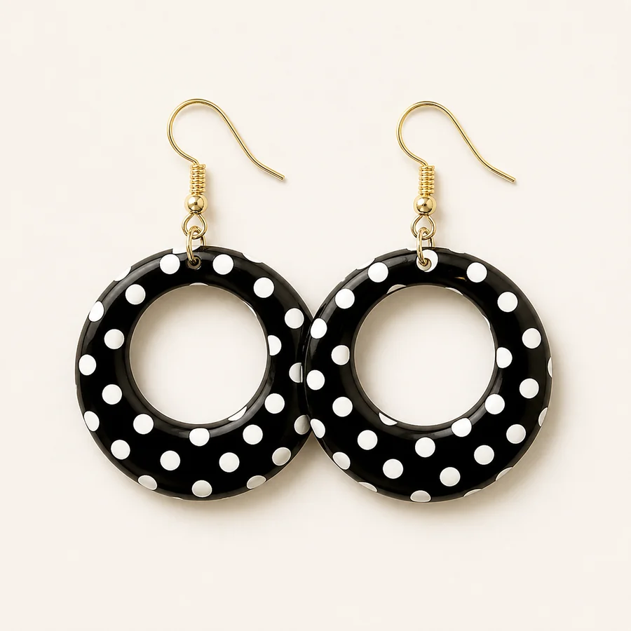 Black Polka Dot Drop Earrings from the ZHONGYI Polka Dot Accessories collection