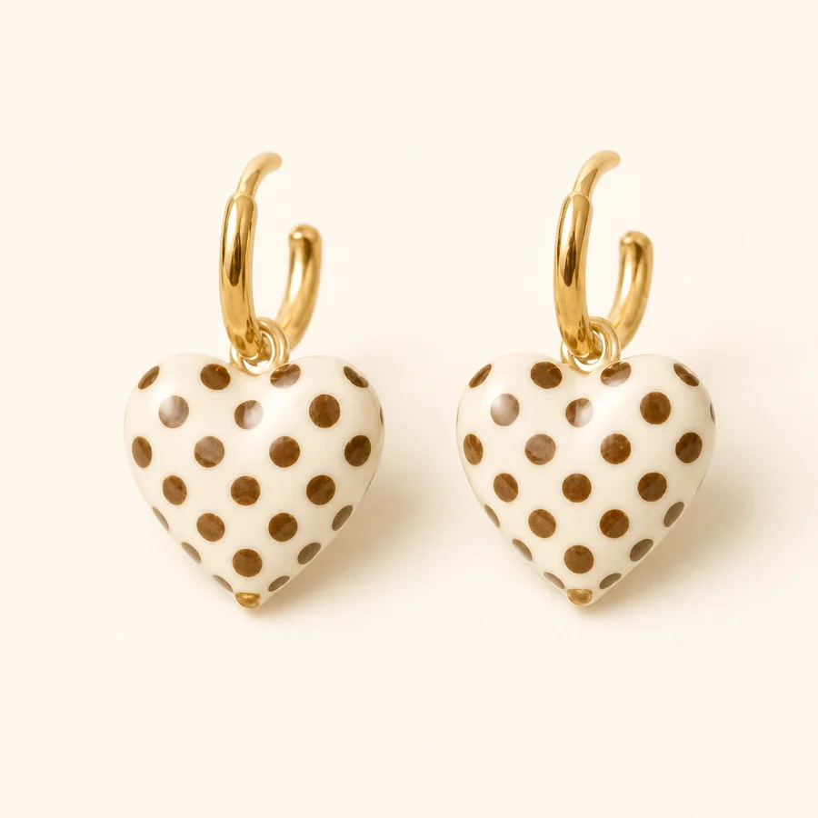 Heart Polka Dot Earrings from the ZHONGYI Polka Dot Accessories collection