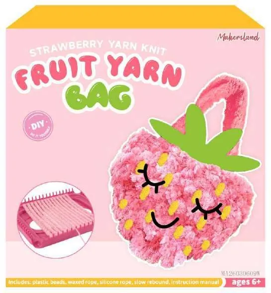 Strawberry Pom-Pom Keychain Kit from the ZHONGYI Yarn & Knitting Kits collection